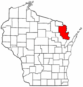 Wisconsin Map showing Marinette County