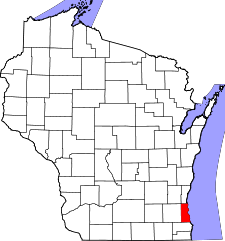 Wisconsin Map showing Milwaukee County