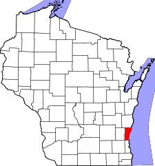 Wisconsin Map showing Ozaukee County