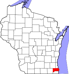 Wisconsin Map showing Racine County