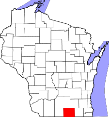 Wisconsin Map showing Rock County