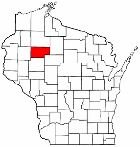 Wisconsin Map showing Rusk County