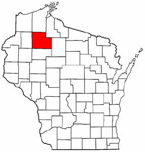 Wisconsin Map showing Sawyer County