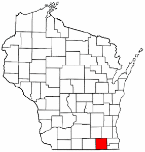Wisconsin Map showing Walworth County