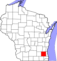 Wisconsin Map showing Waukesha County