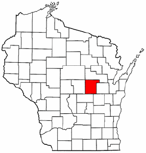 Wisconsin Map showing Waupaca County