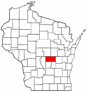 Wisconsin Map showing Waushara County