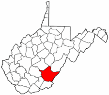 West Virginia Map showing Greenbrier County
