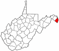 West Virginia Map showing Jefferson County