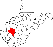 West Virginia Map showing Kanawha County