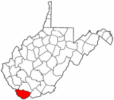 West Virginia Map showing McDowell County