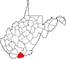 West Virginia Map showing Mercer County