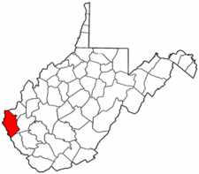 West Virginia Map showing Wayne County