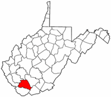 West Virginia Map showing Wyoming County