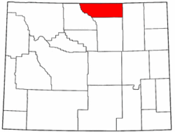 Wyoming Map showing Sheridan County